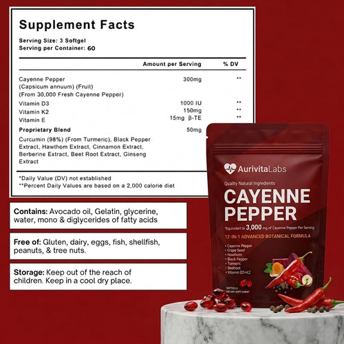 Aurivita Capsaicin Power - Cayenne Pepper Softgels Buy 1 Bag